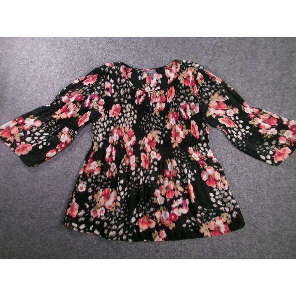 Ninety Top Women M Floral Beachy Causal Summer Resort Flowy Key Hole Boho